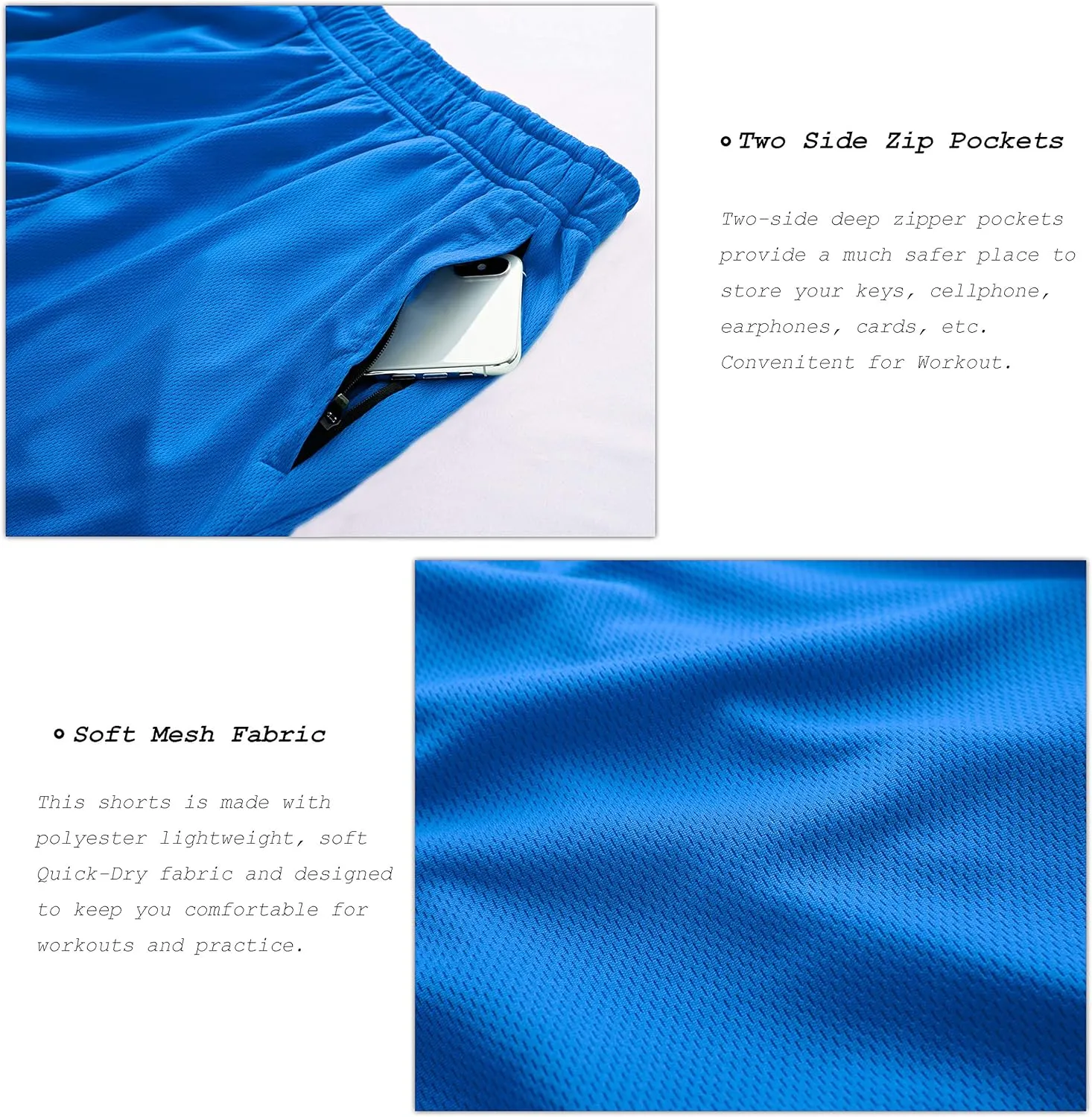 G Gradual Men's Workout Running Shorts Quick Dry Lightweight Gym Shorts with Zip Pockets