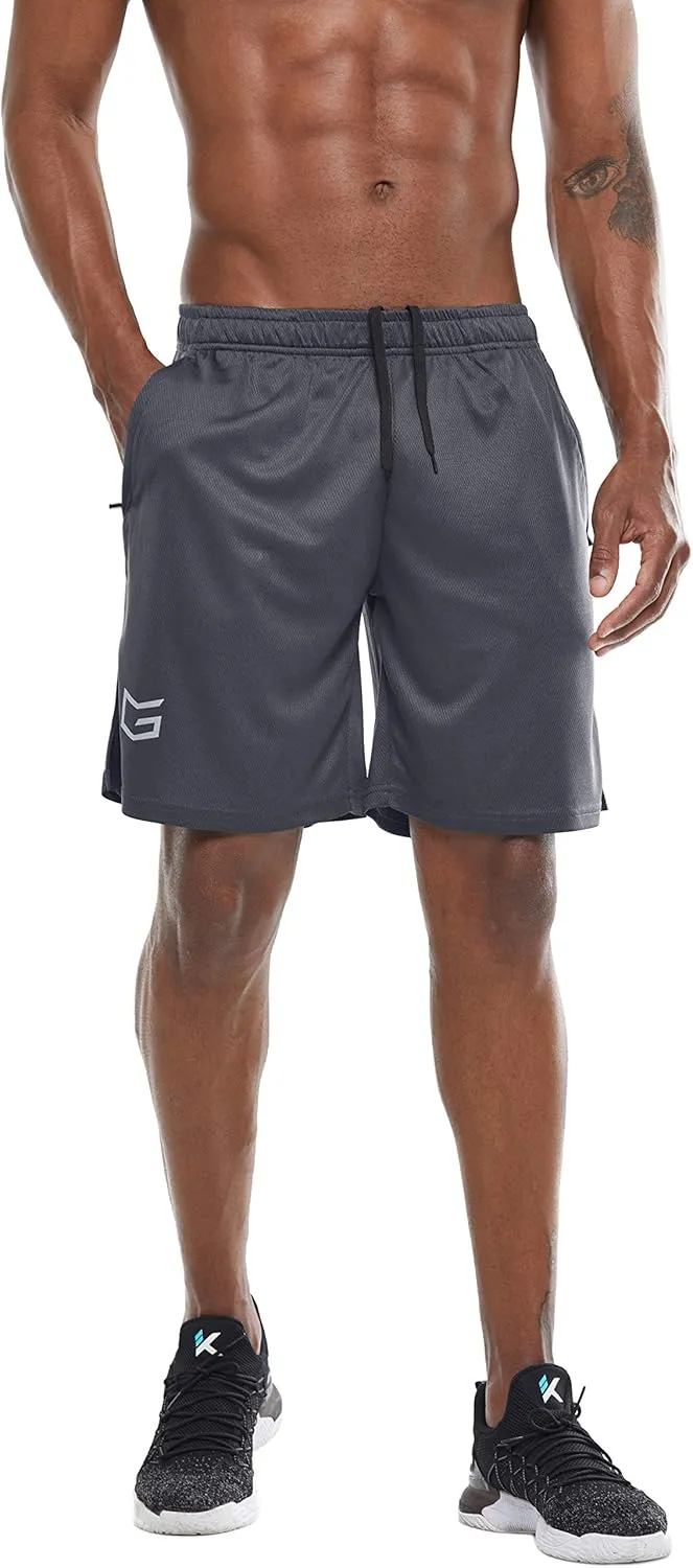 G Gradual Men's Workout Running Shorts Quick Dry Lightweight Gym Shorts with Zip Pockets