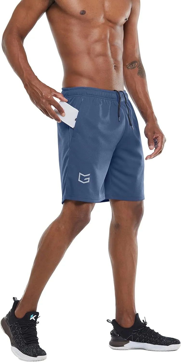G Gradual Men's Workout Running Shorts Quick Dry Lightweight Gym Shorts with Zip Pockets