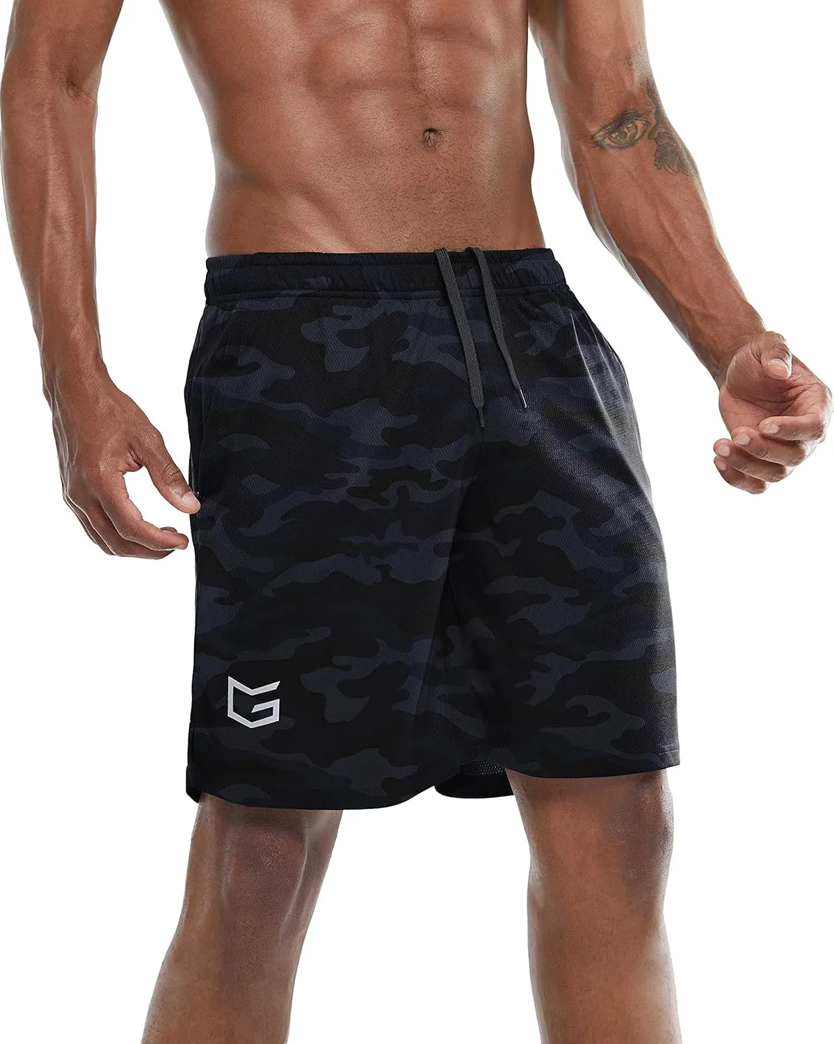 G Gradual Men's Workout Running Shorts Quick Dry Lightweight Gym Shorts with Zip Pockets