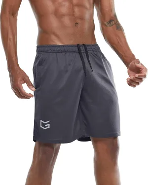 G Gradual Men's Workout Running Shorts Quick Dry Lightweight Gym Shorts with Zip Pockets