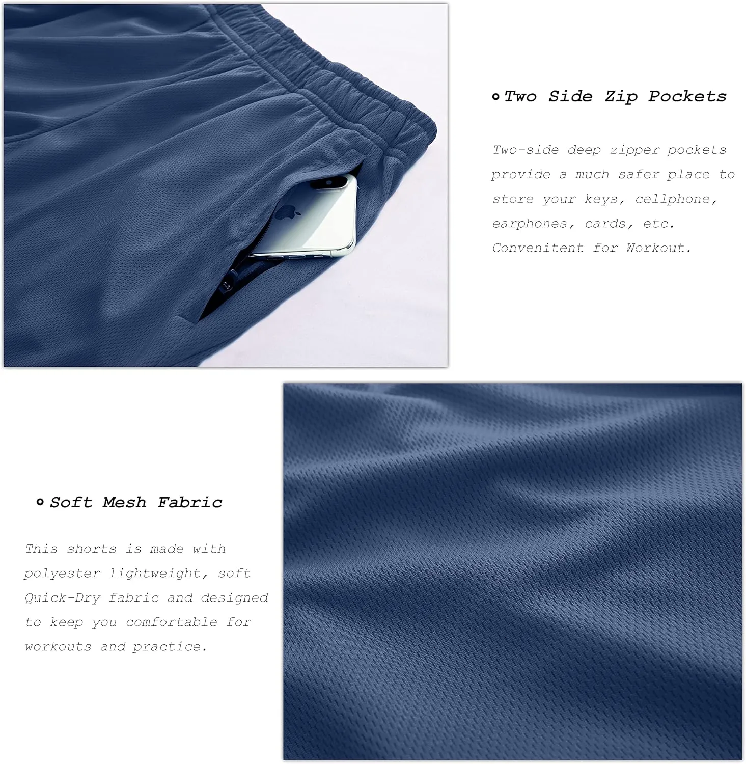 G Gradual Men's Workout Running Shorts Quick Dry Lightweight Gym Shorts with Zip Pockets