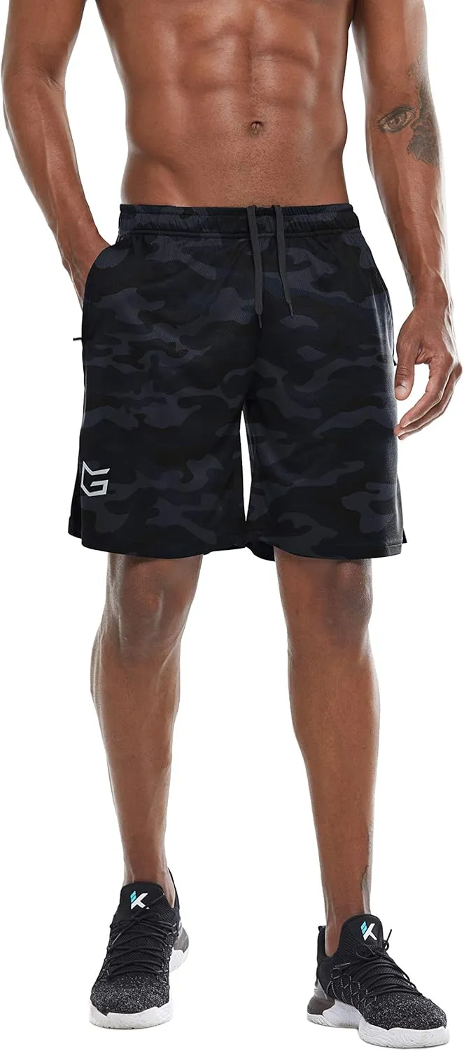 G Gradual Men's Workout Running Shorts Quick Dry Lightweight Gym Shorts with Zip Pockets