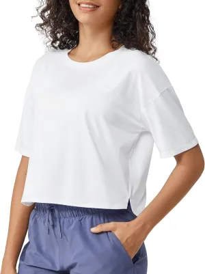 G4Free Short Sleeve Crop Workout Tops for Women Loose Fit Cotton Basic T-Shirts