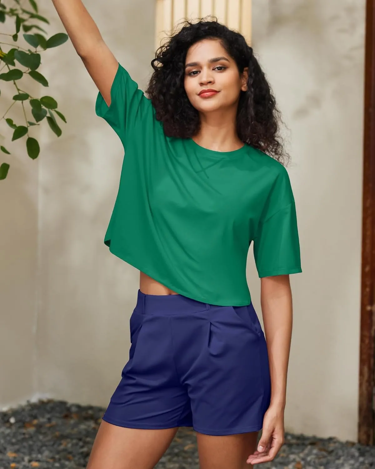 G4Free Short Sleeve Crop Workout Tops for Women Loose Fit Cotton Basic T-Shirts