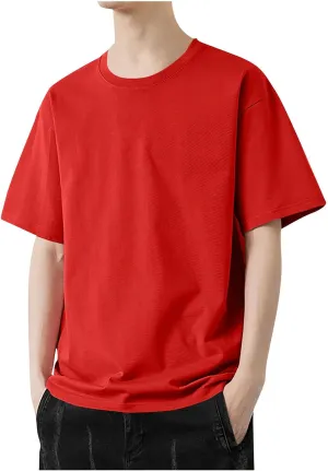 Generic Men's Oversized Shirts Casual Plus Size Short Sleeves Crew Neck Tees Tops Summer Fashion Solid Sports T-Shirts