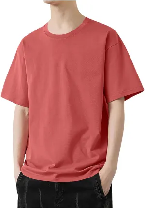 Generic Men's Oversized Shirts Casual Plus Size Short Sleeves Crew Neck Tees Tops Summer Fashion Solid Sports T-Shirts