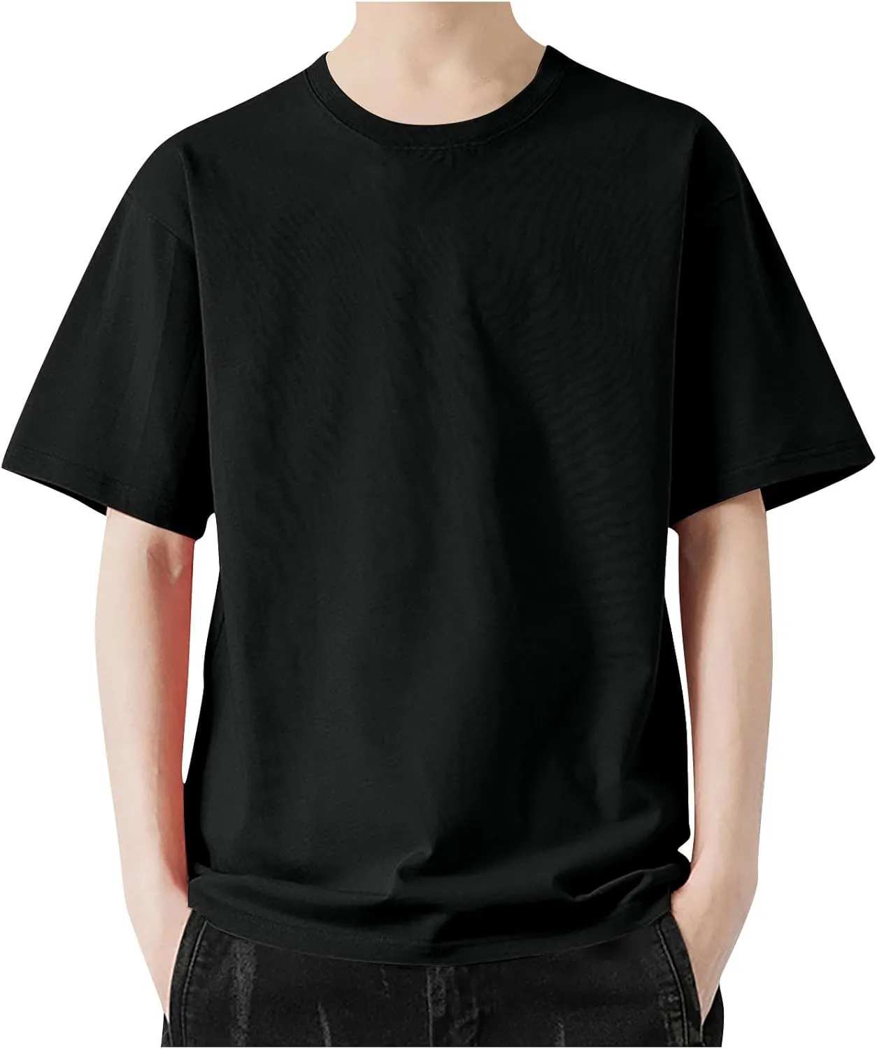 Generic Men's Oversized Shirts Casual Plus Size Short Sleeves Crew Neck Tees Tops Summer Fashion Solid Sports T-Shirts