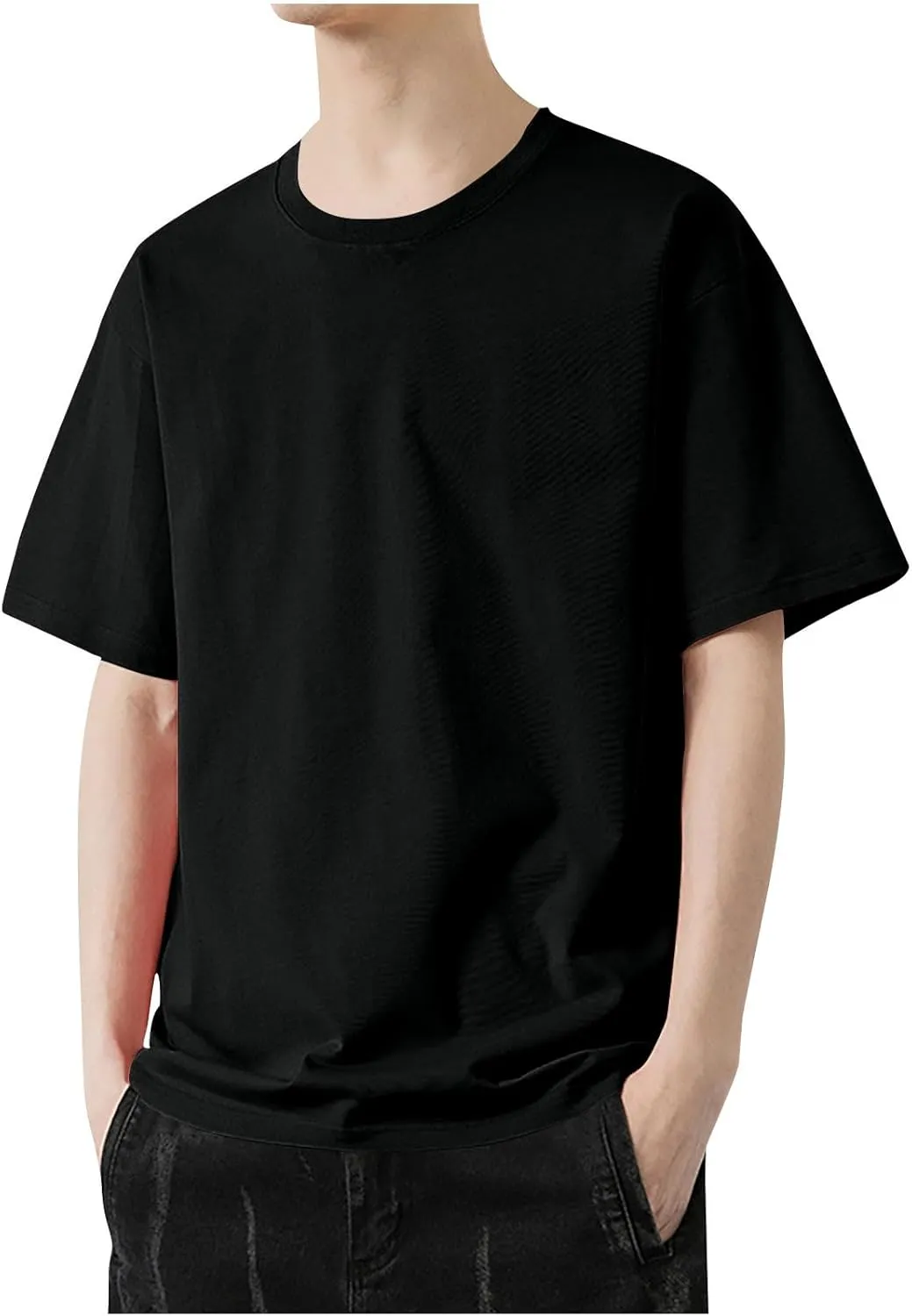 Generic Men's Oversized Shirts Casual Plus Size Short Sleeves Crew Neck Tees Tops Summer Fashion Solid Sports T-Shirts