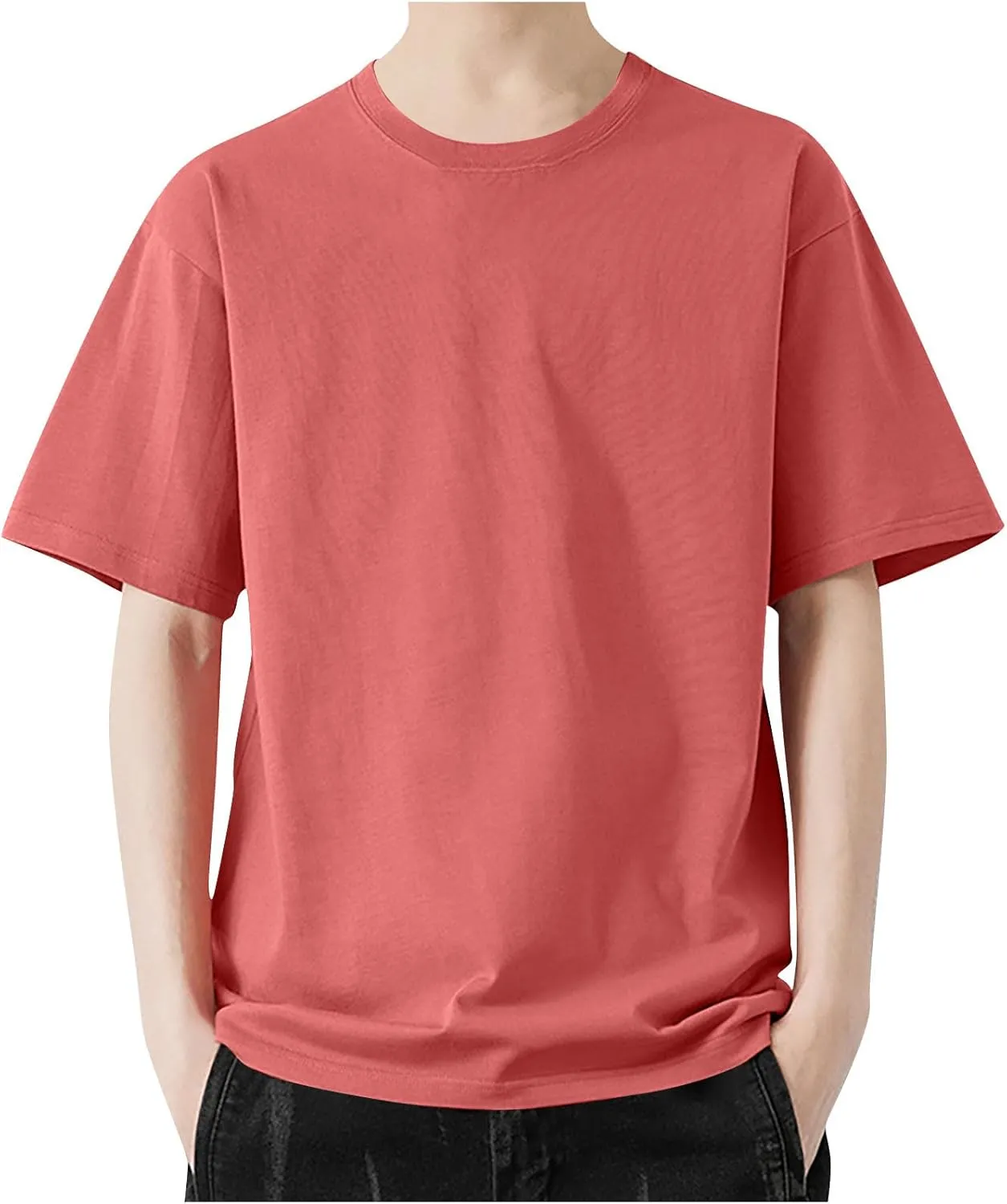 Generic Men's Oversized Shirts Casual Plus Size Short Sleeves Crew Neck Tees Tops Summer Fashion Solid Sports T-Shirts