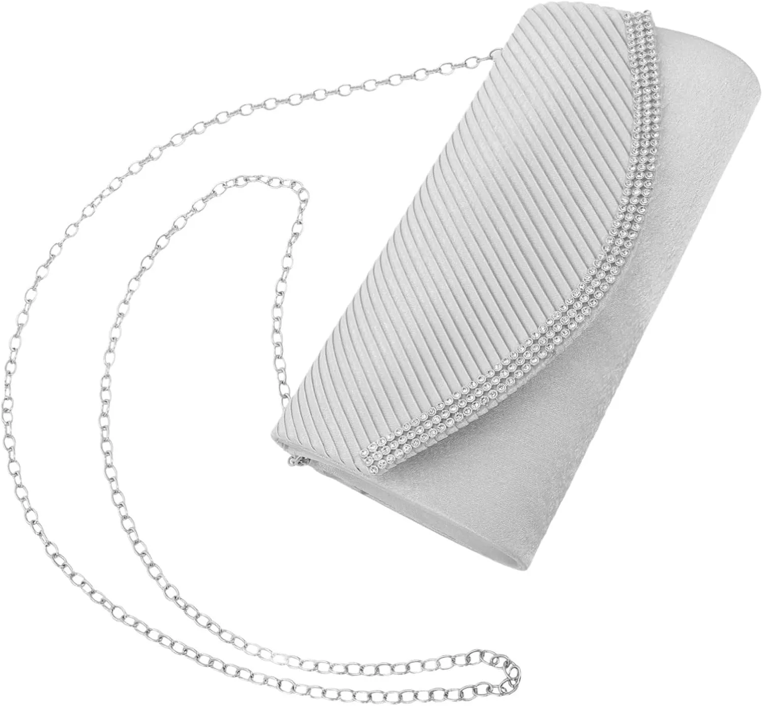 Glamorous Evening Clutch Handbag for Women Silver Chain Fashionable Dress Purse for Party Wedding