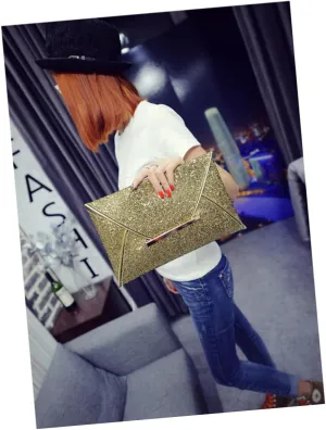 Glamorous Sequin Envelope Clutch Handbag for Women Evening Purse Detachable Chain for Parties Dates Weddings