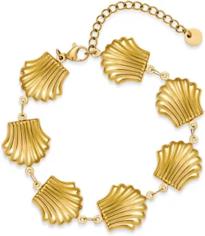 Gold Heart Charms Bracelet for Women Shell Charms Link Bracelet Summer Beach Seashell Bracelet