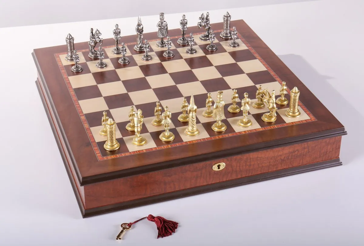 Gothic Chess Set with Cabinet Storage Board