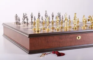 Gothic Chess Set with Cabinet Storage Board