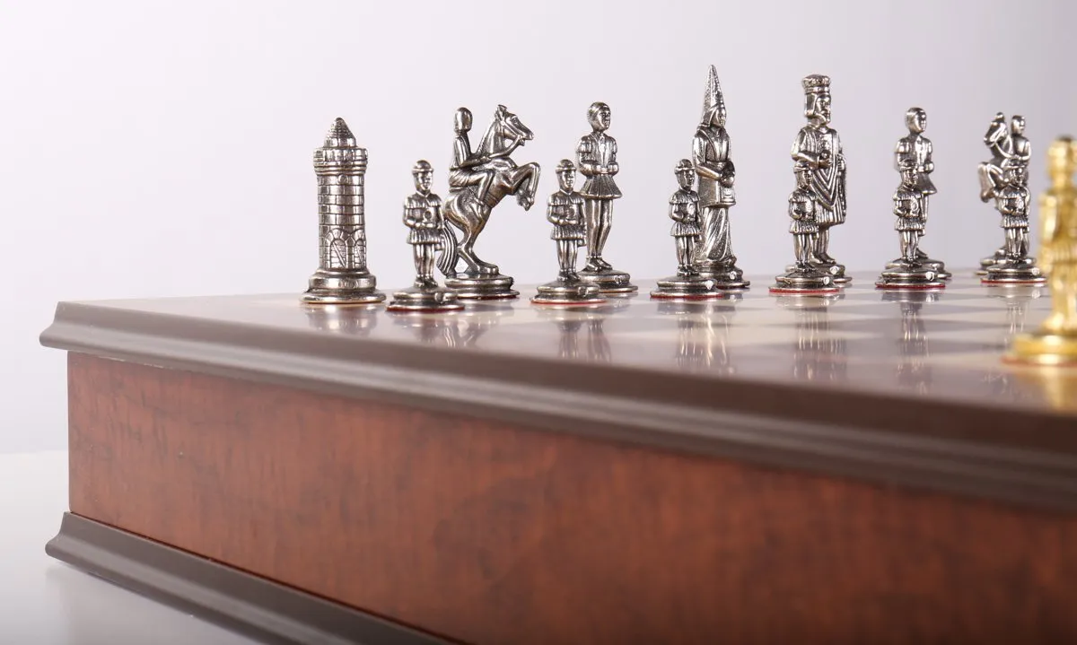 Gothic Chess Set with Cabinet Storage Board