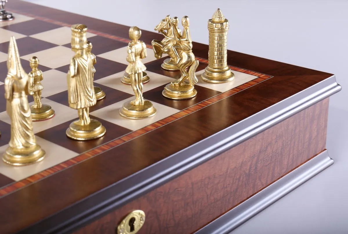 Gothic Chess Set with Cabinet Storage Board