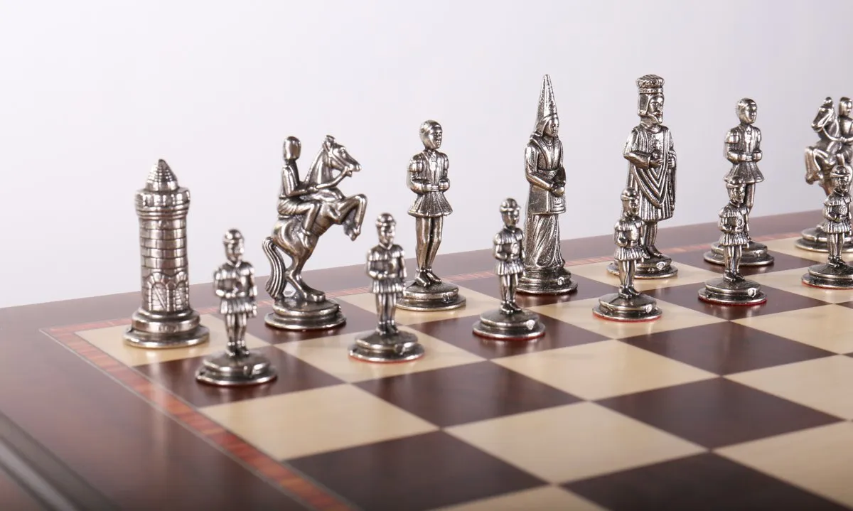 Gothic Chess Set with Cabinet Storage Board