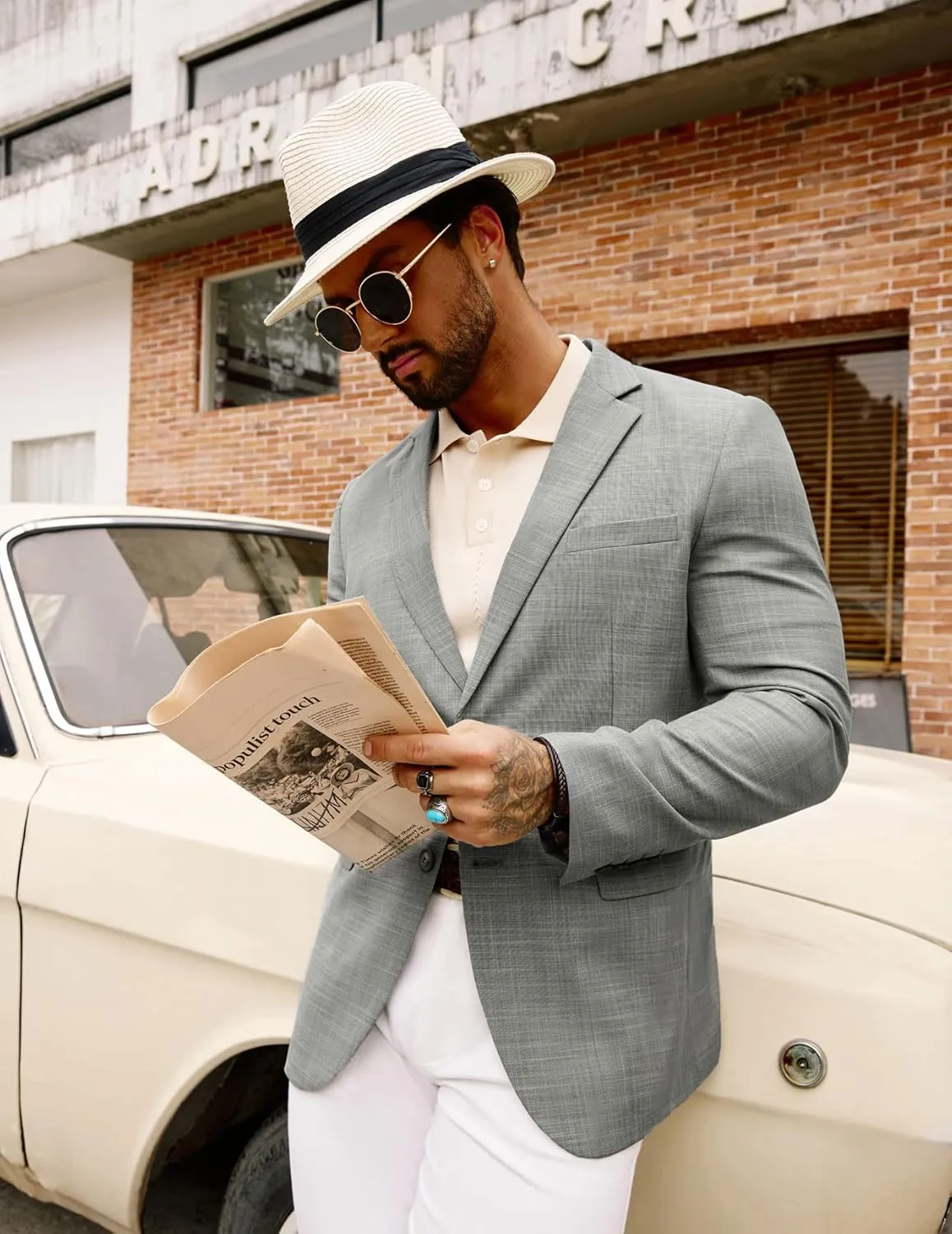 GRACE KARIN Men's Casual Blazer Suit Jackets 2 Button Lightweight Sport Coats