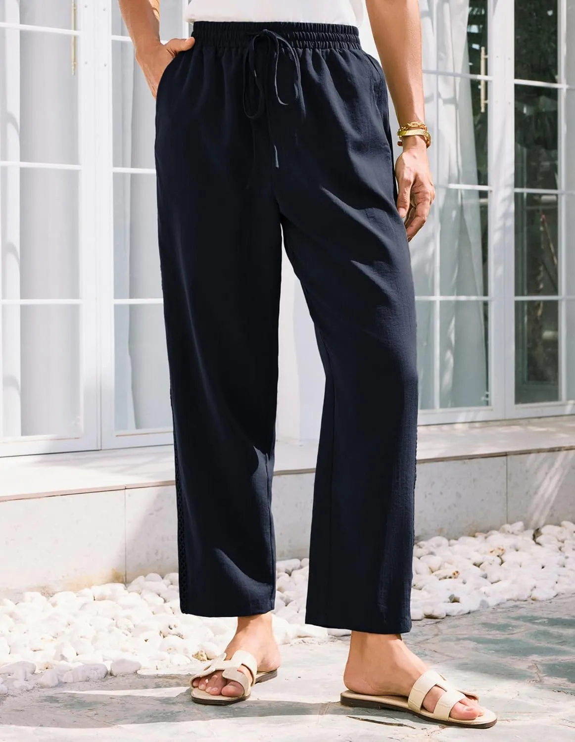 GRACE KARIN Womens Casual Lightweight Drawstring Pants Elastic Waist Pants with Pockets