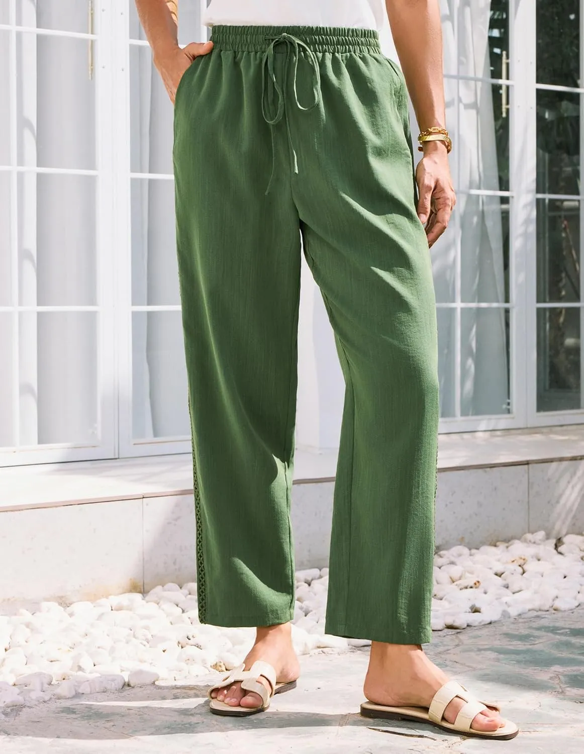 GRACE KARIN Womens Casual Lightweight Drawstring Pants Elastic Waist Pants with Pockets