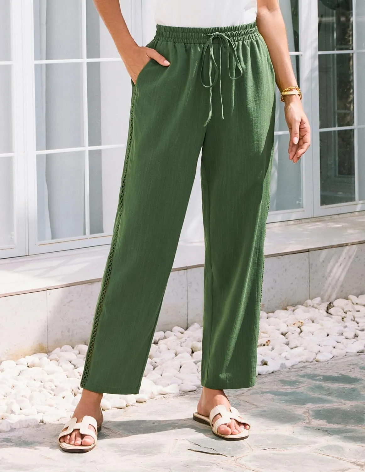 GRACE KARIN Womens Casual Lightweight Drawstring Pants Elastic Waist Pants with Pockets
