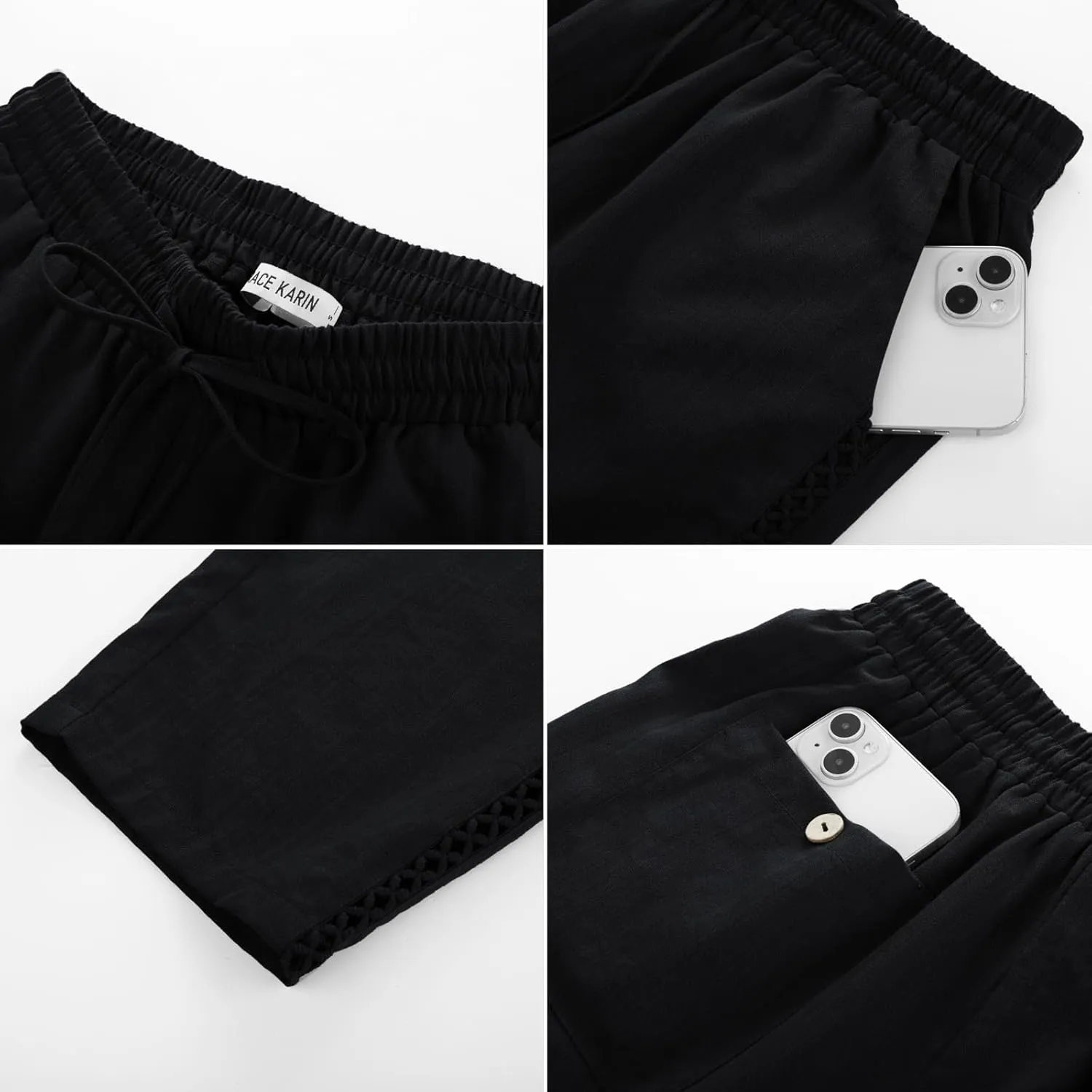 GRACE KARIN Womens Casual Lightweight Drawstring Pants Elastic Waist Pants with Pockets