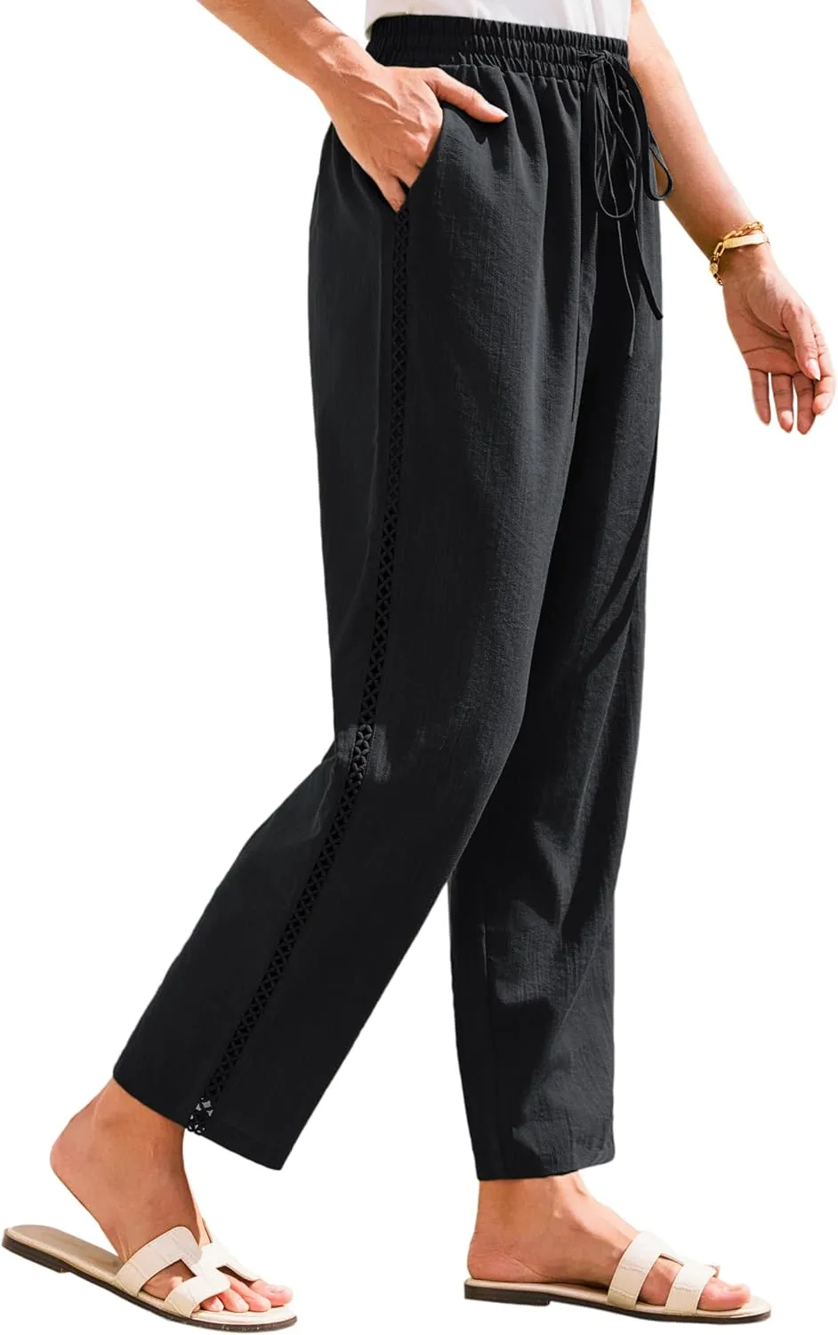 GRACE KARIN Womens Casual Lightweight Drawstring Pants Elastic Waist Pants with Pockets