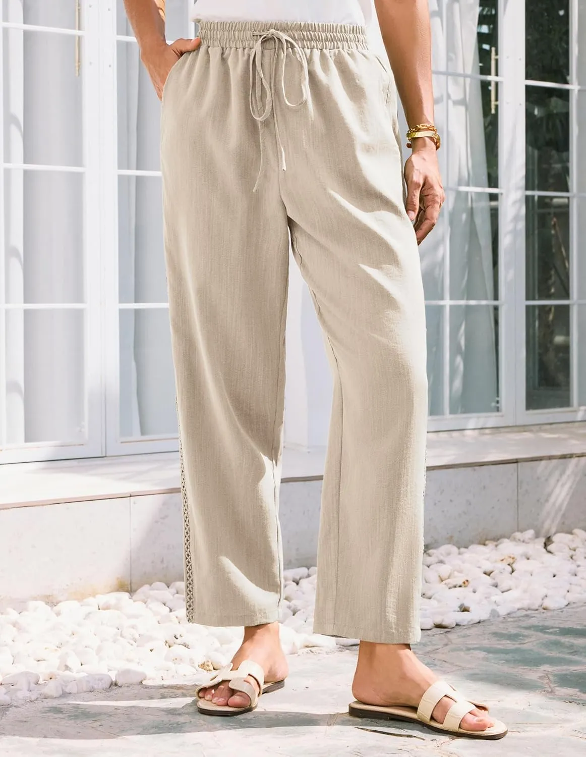 GRACE KARIN Womens Casual Lightweight Drawstring Pants Elastic Waist Pants with Pockets