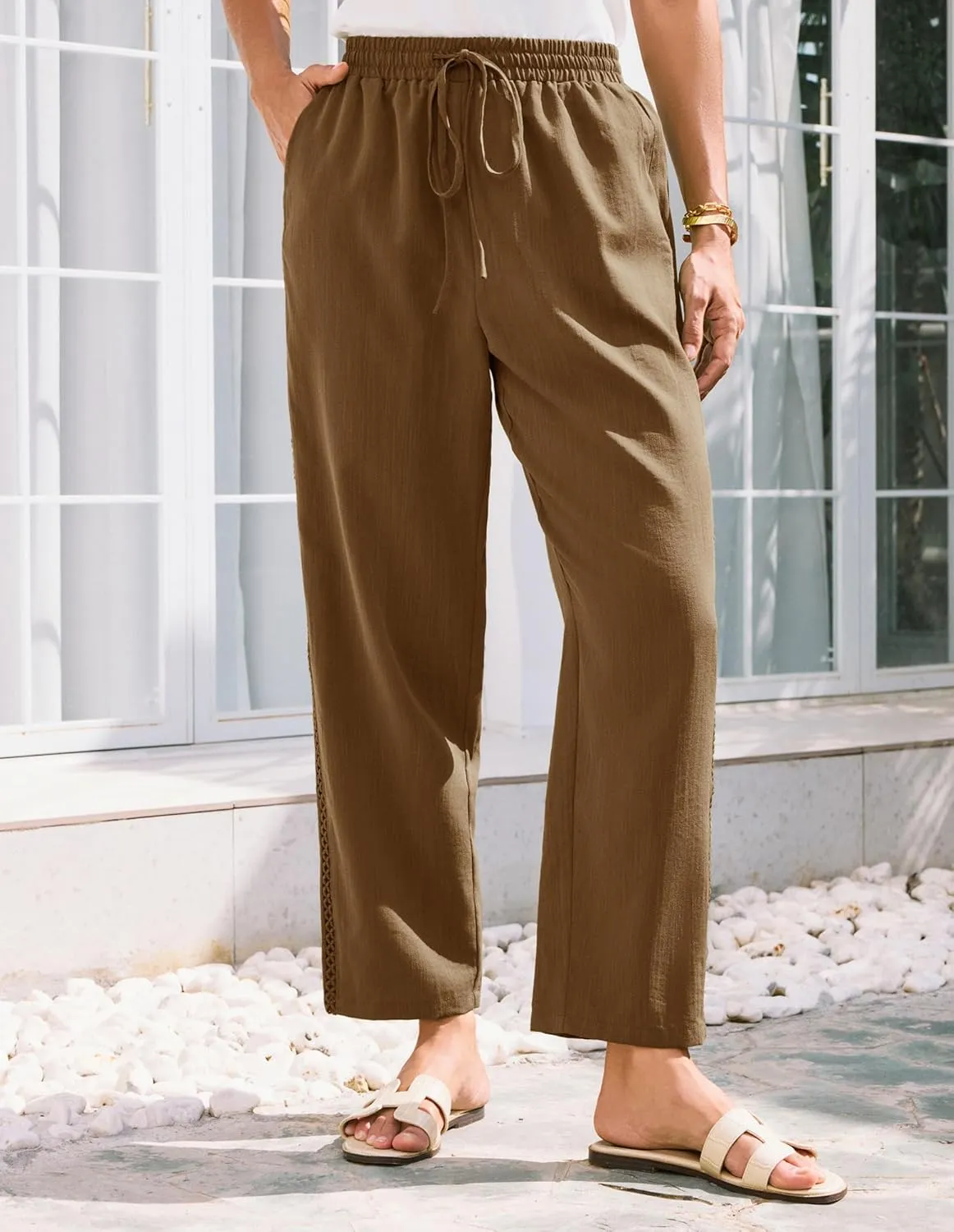 GRACE KARIN Womens Casual Lightweight Drawstring Pants Elastic Waist Pants with Pockets