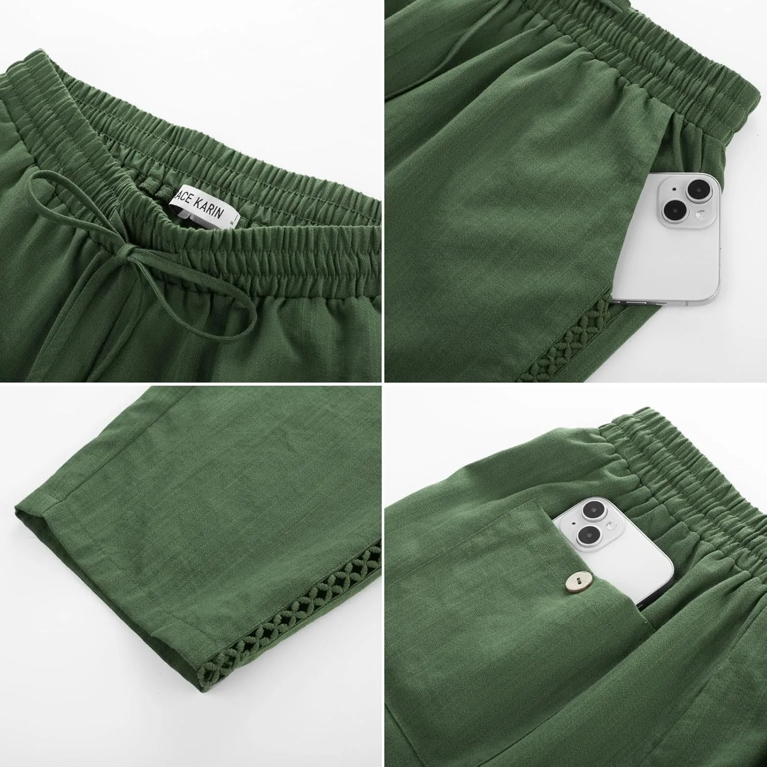 GRACE KARIN Womens Casual Lightweight Drawstring Pants Elastic Waist Pants with Pockets