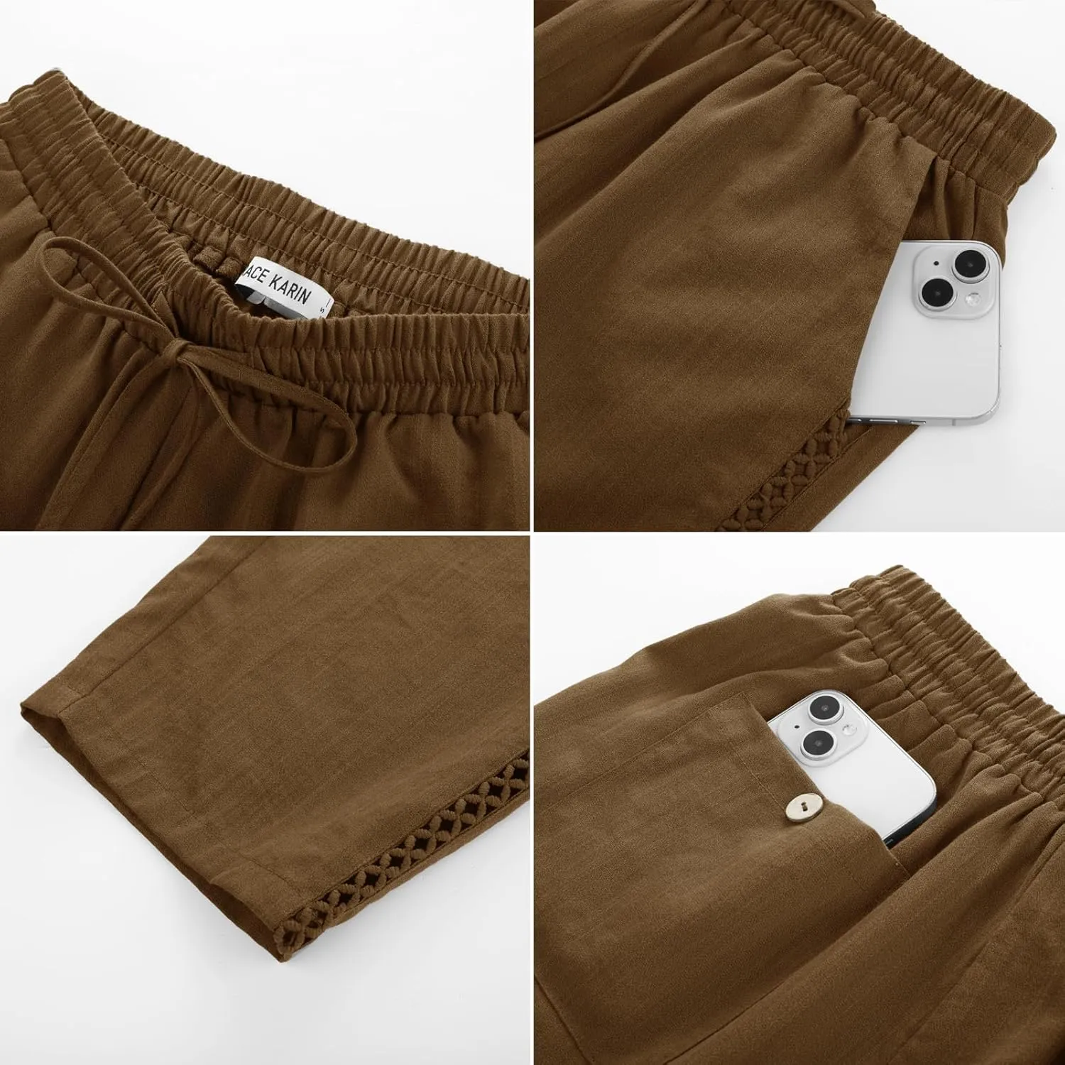 GRACE KARIN Womens Casual Lightweight Drawstring Pants Elastic Waist Pants with Pockets