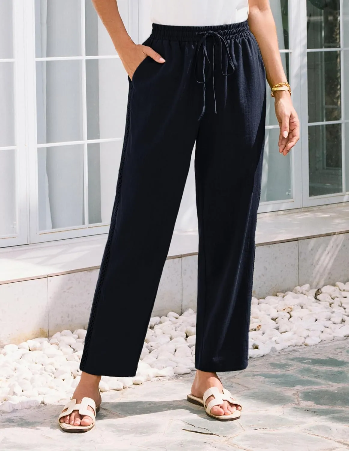 GRACE KARIN Womens Casual Lightweight Drawstring Pants Elastic Waist Pants with Pockets