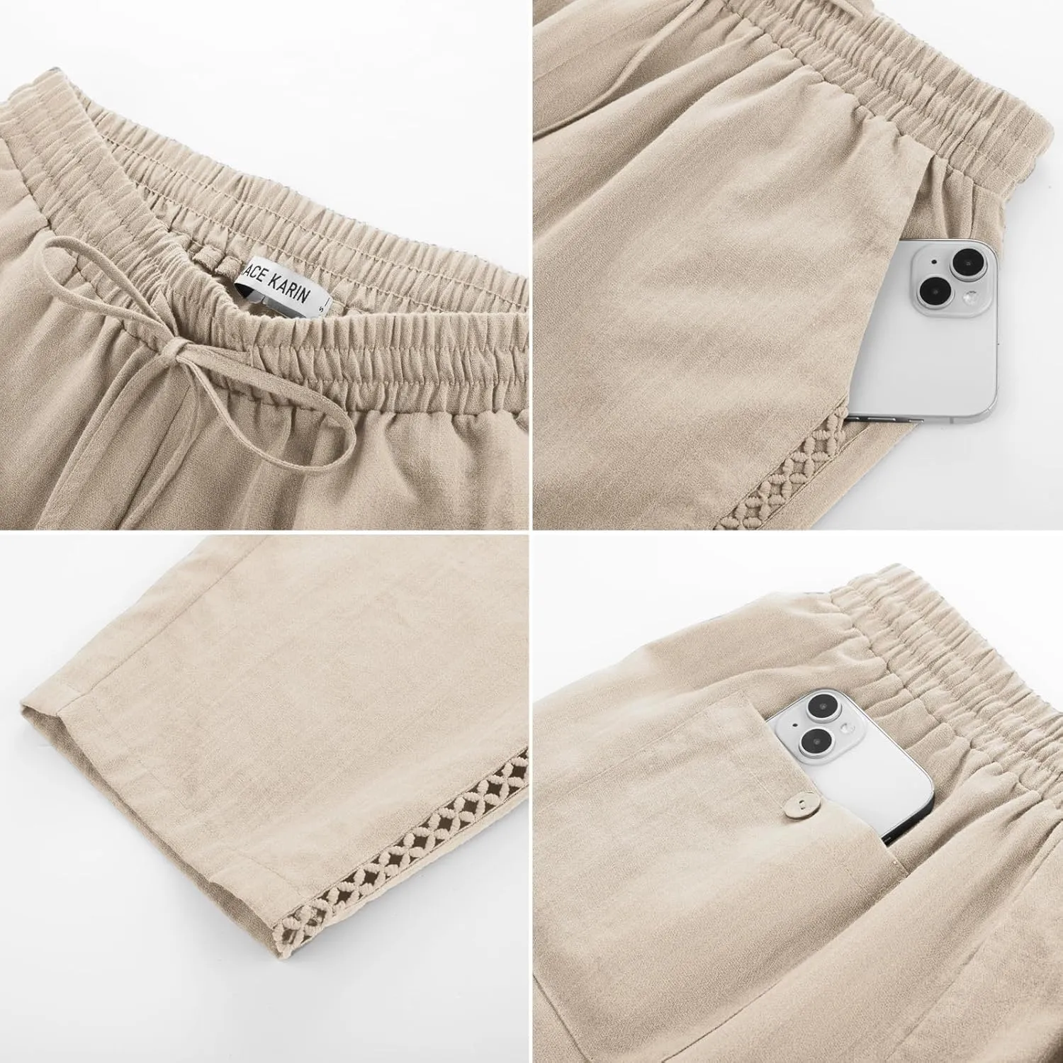 GRACE KARIN Womens Casual Lightweight Drawstring Pants Elastic Waist Pants with Pockets