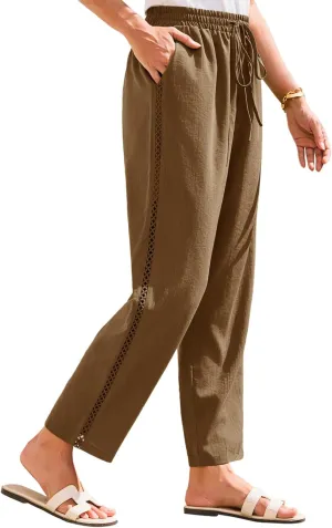 GRACE KARIN Womens Casual Lightweight Drawstring Pants Elastic Waist Pants with Pockets