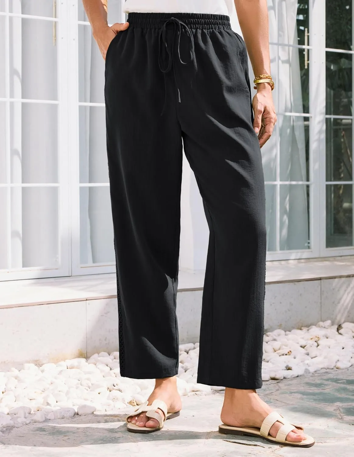 GRACE KARIN Womens Casual Lightweight Drawstring Pants Elastic Waist Pants with Pockets