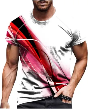 Graphic Tee Shirts for Men 2025 Fashion Short Sleeve Contrast Color Casual Shirt Loose Crewneck Beach Summer Tops