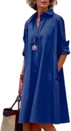 Guteidee Maxi Dress for Women Long Sleeve Floral Shirt Dress Cotton Linen Button Down V Neck Floral Shirt Dress