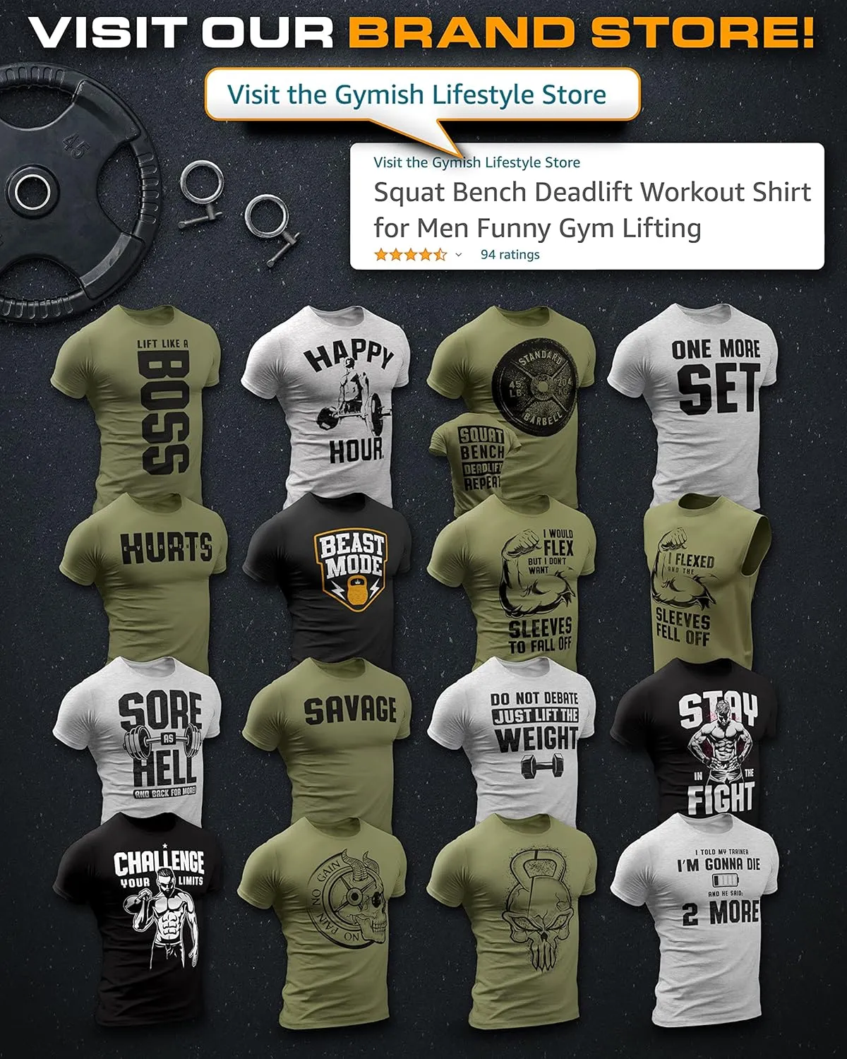 Gymish Lifestyle 2 More Workout Shirts for Men, Motivational T-Shirt for Gym
