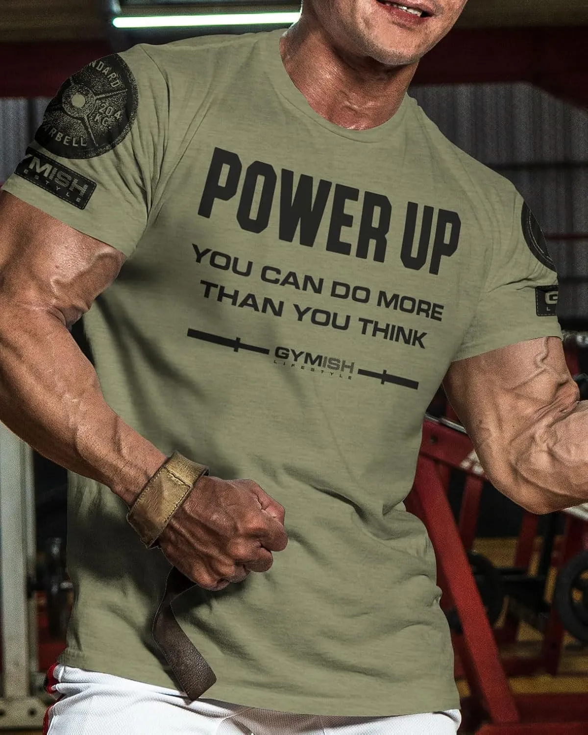 Gymish Lifestyle Power Up Mens Bodybuilding T-Shirts Graphic Tees Short Sleeve Workout Shirt