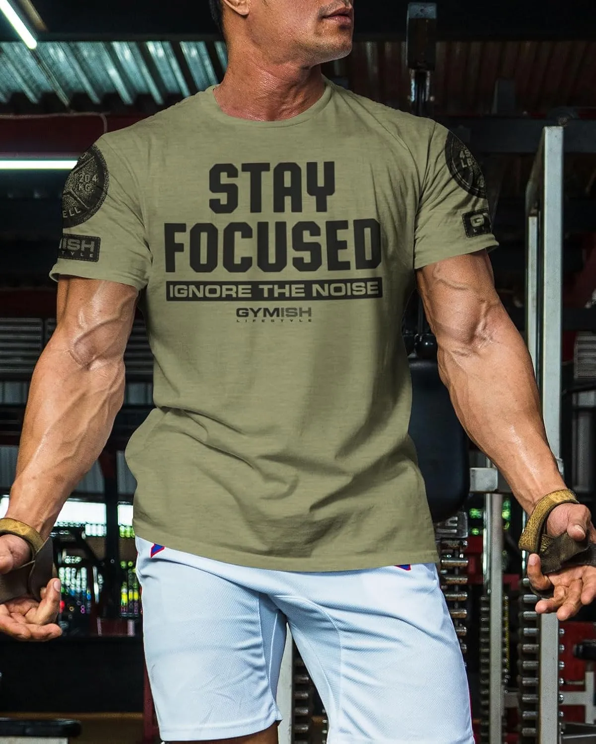 Gymish Lifestyle Stay Focused Mens Bodybuilding T-Shirts Graphic Tees Short Sleeve Workout Shirt