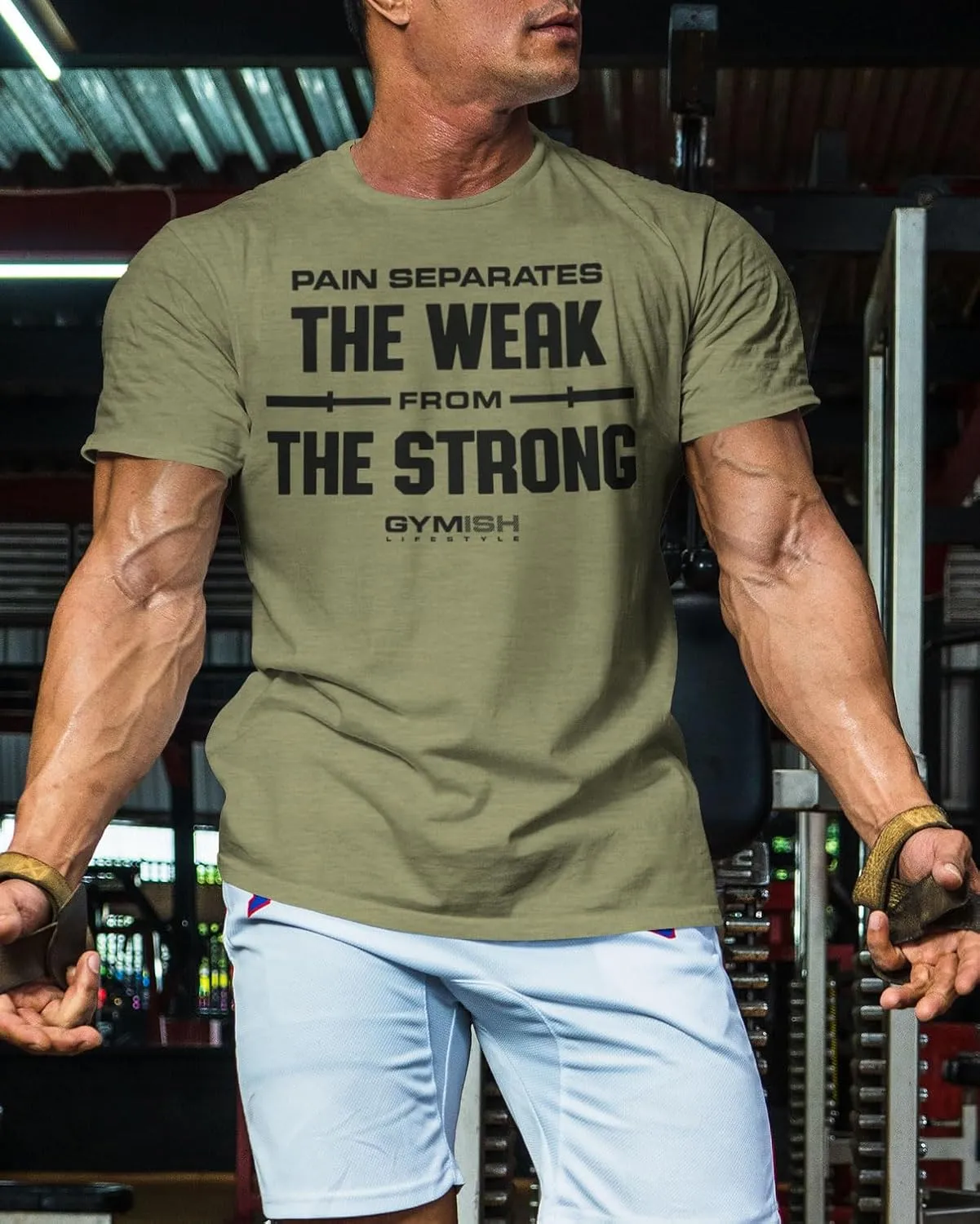 Gymish Lifestyle Weak to Strong Mens Bodybuilding T-Shirts Graphic Tees Short Sleeve Workout Shirt