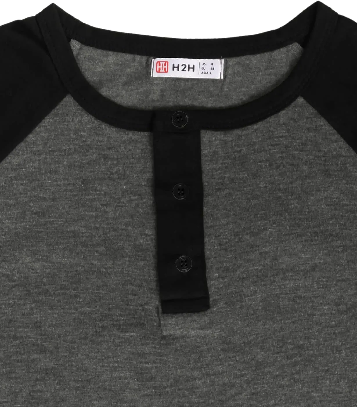 H2H Mens Henley - Raglan Short Sleeve Casual Slim Fit T-Shirts