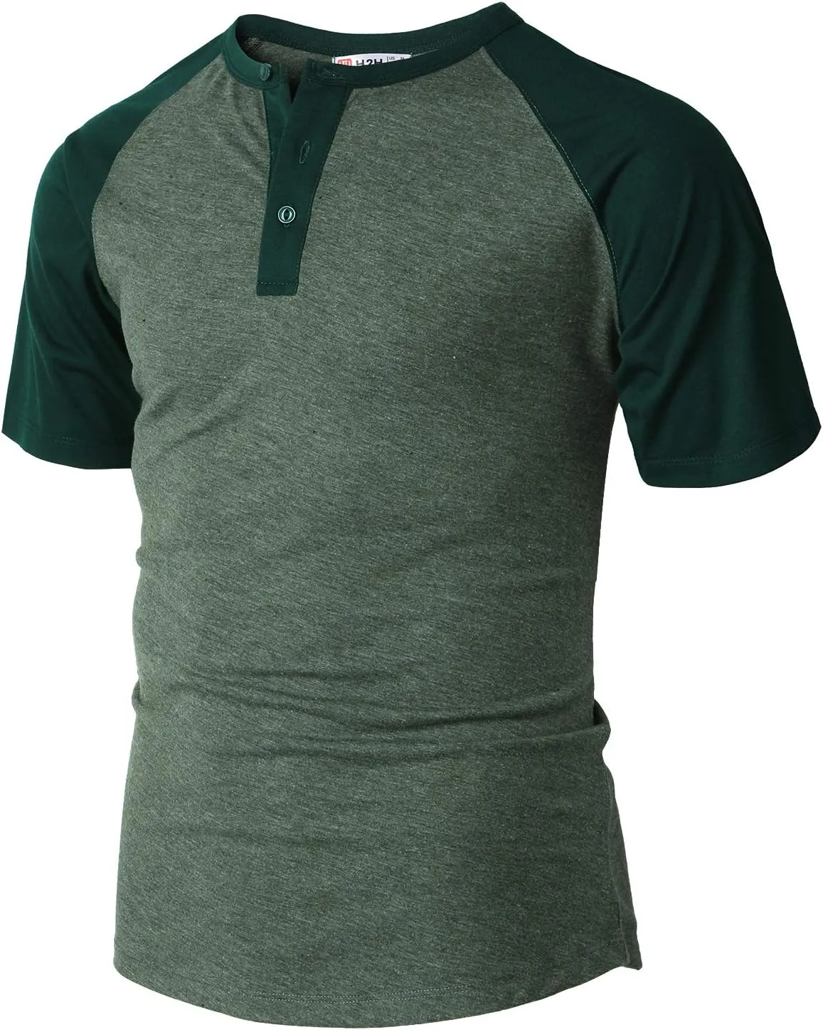 H2H Mens Henley - Raglan Short Sleeve Casual Slim Fit T-Shirts