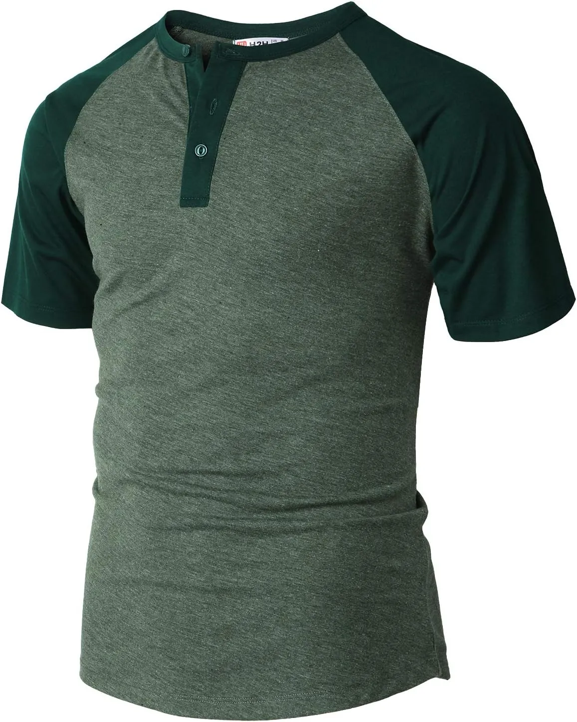 H2H Mens Henley - Raglan Short Sleeve Casual Slim Fit T-Shirts