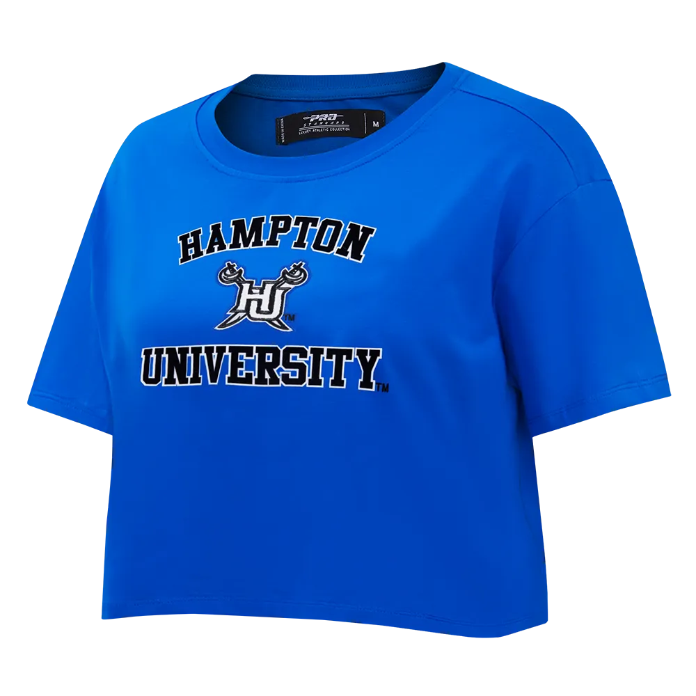 HAMPTON UNIVERSITY CLASSIC WOMEN'S SINGLE JERSEY BOXY TEE (ROYAL BLUE)