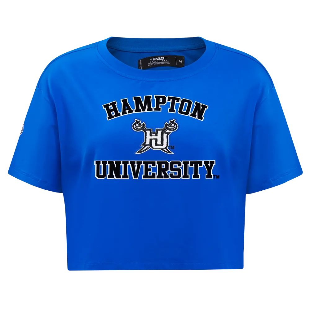 HAMPTON UNIVERSITY CLASSIC WOMEN'S SINGLE JERSEY BOXY TEE (ROYAL BLUE)