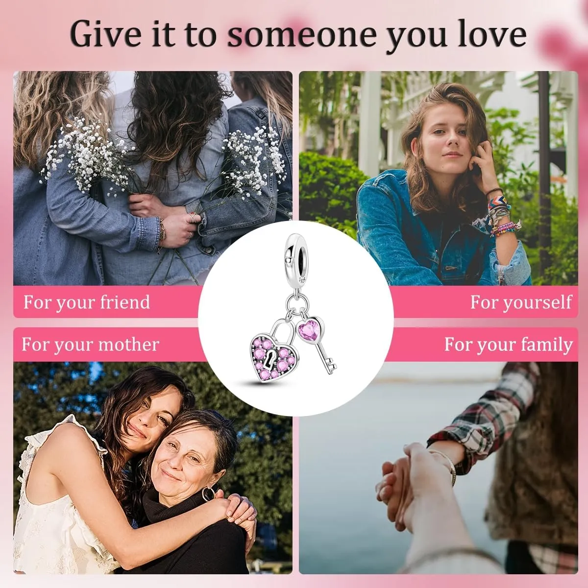 Hapour 925 Sterling Silver Charm Pendant Dangle Beads for Bracelet Necklace Tree Love Forever Moon Cloud Ladybug Avocado House CZ Charms DIY Jewelry Gift for Women Her
