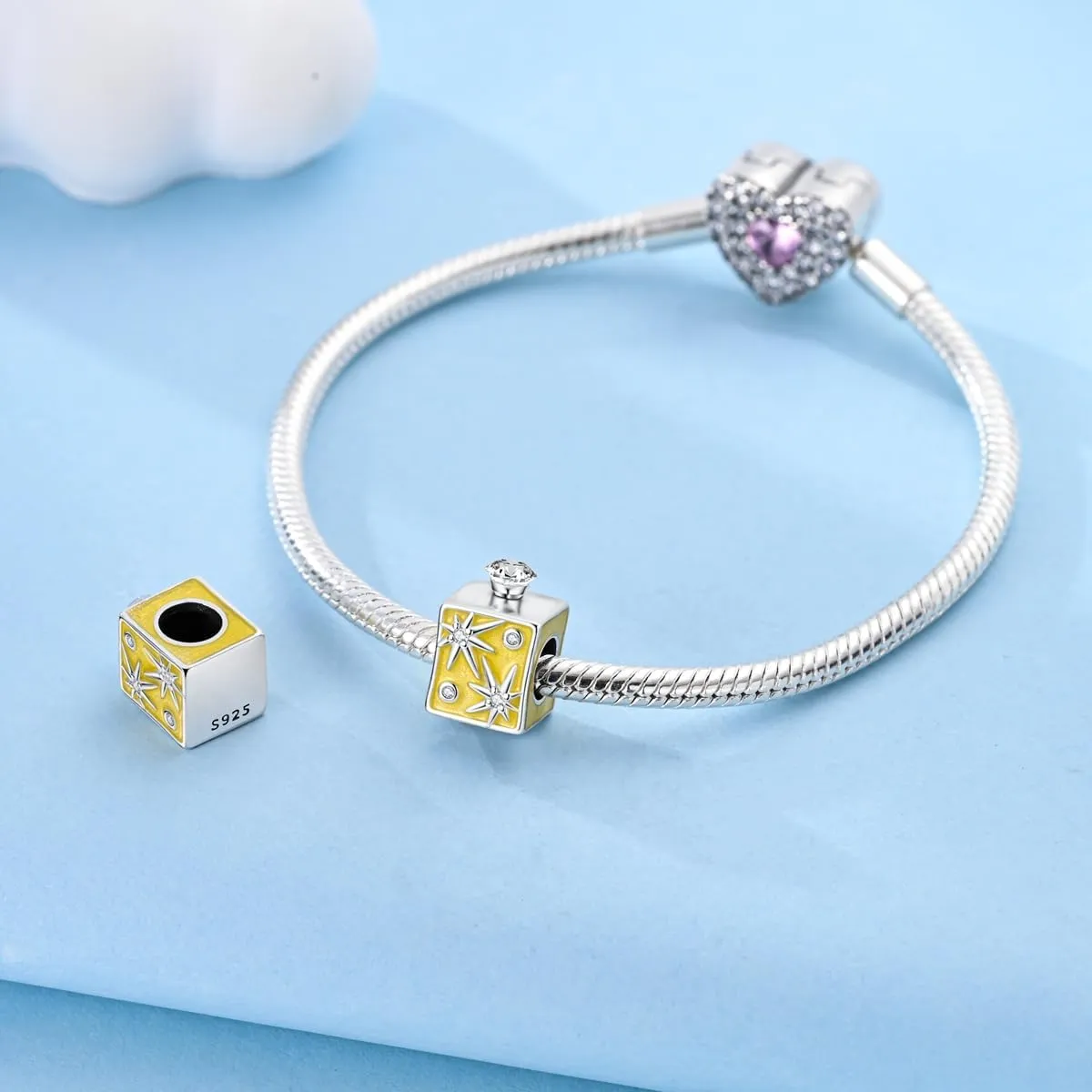 Hapour 925 Sterling Silver Charm Pendant Dangle Beads for Bracelet Necklace Tree Love Forever Moon Cloud Ladybug Avocado House CZ Charms DIY Jewelry Gift for Women Her