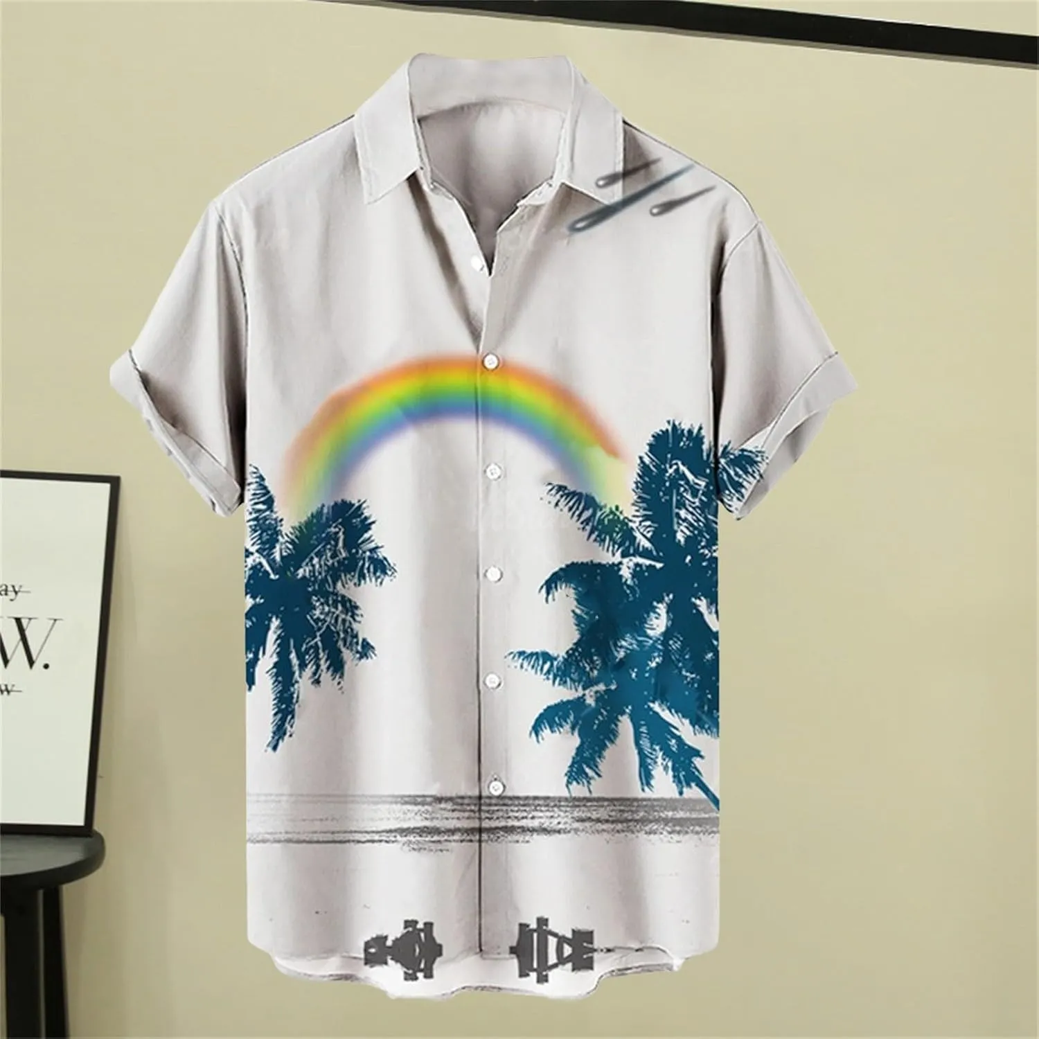 Hawaiian Shirt for Men Beach Shirts Summer Button Down Short Sleeve Palm Tree Vacation Top Cruise Clothes Resort Wear